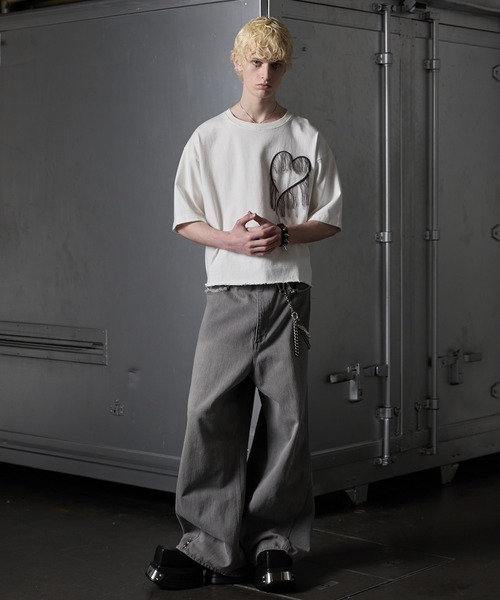 GRANCY tシャツ 「GRANCY」Damage HeartEmbroidery Halfsleeve