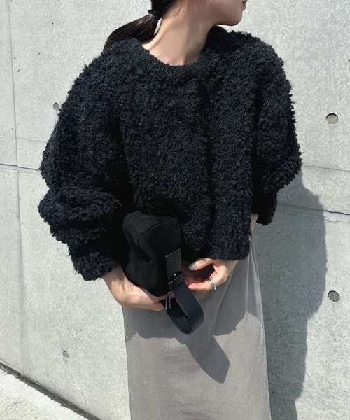 カーディガン ループヤーンニットショートカーディガン レディース