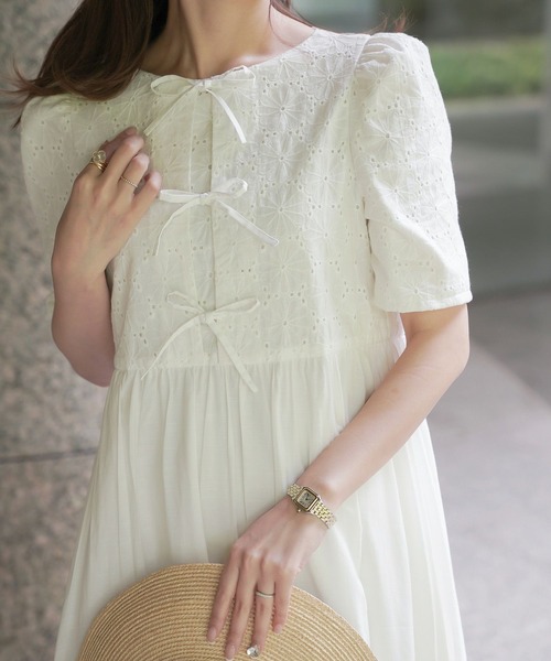 HUIT bouquet（ユイット ブーケ） ワンピース コットンレース フロント