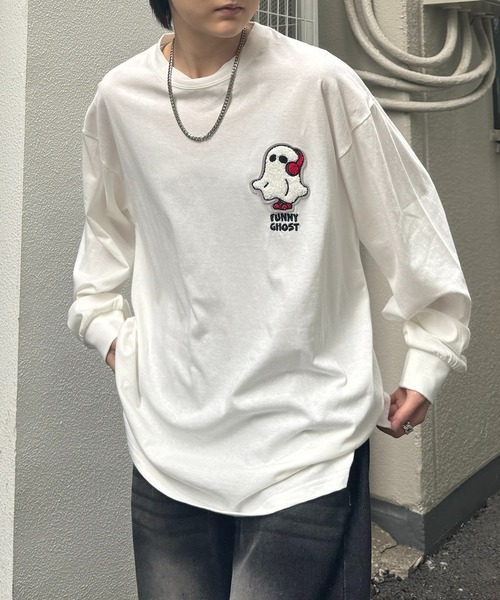 tシャツ 「ILL'S」ワンポイント相良刺繍ロンT メンズ レディース