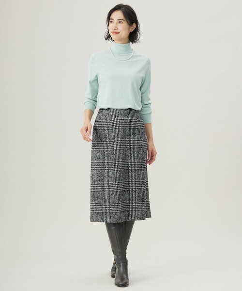 J.PRESS ウールシルクツイードグレンチェックスカート　11号　【タグ付き】 ウールシルクツイードグレンチェック スカート / J.PRESS LADIES