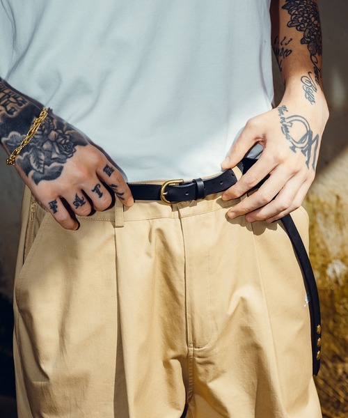 STUD LETTER BELT オレンジ レザー ベルト ROTAR ベルト Buttero leather Studs Belt メンズ レディース
