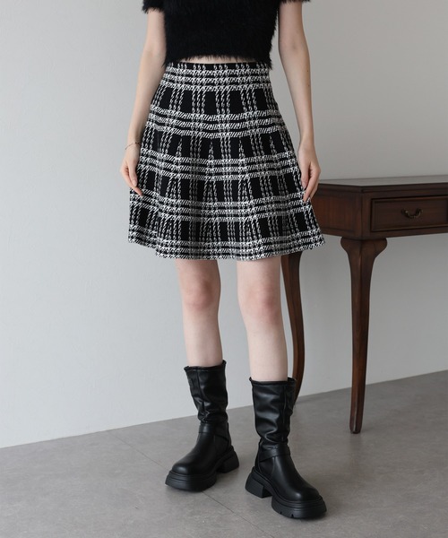 BLUEEAST（ブルーイースト） スカート チェックニットミニマーメイド
