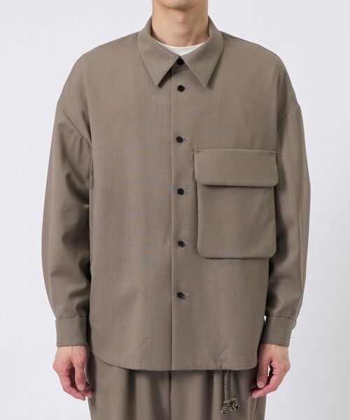 【美品】ETHOSENS エトセンス ダブルカラーデザイン シャツ ベージュ 美品】ETHOSENS エトセンス ダブルカラーデザイン シャツ