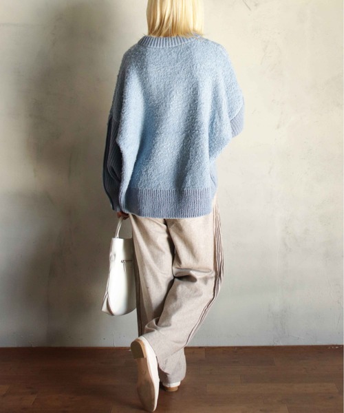 so sea  ウールタテガミパンツ スラックス パンツ ウールあったかセミワイドパンツ レディース