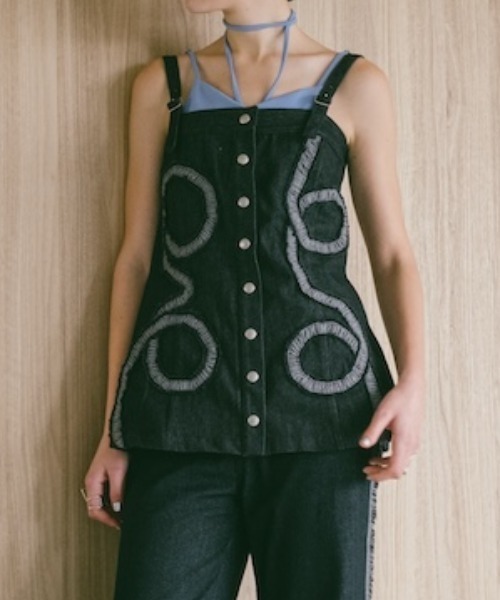 GatheringTapeDenimBustier/ギャザーテープデニムビスチェ sahara Gathering Tape Denim Bustier/ギャザーテープデニム