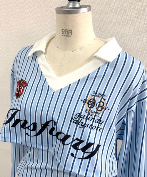 DIAVEL tシャツ ストライプ柄ゲームシャツセパレートトップス