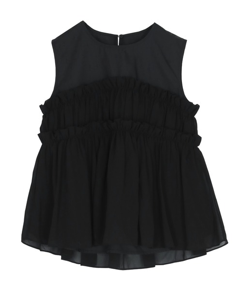 titivate tシャツ シフォンフリルドッキングトップス レディース