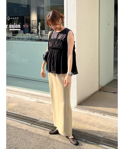 tシャツ アシンメトリー シフォンフリル ドッキングデザインTOPS レディース titivate tシャツ シフォンフリルドッキングトップス レディース