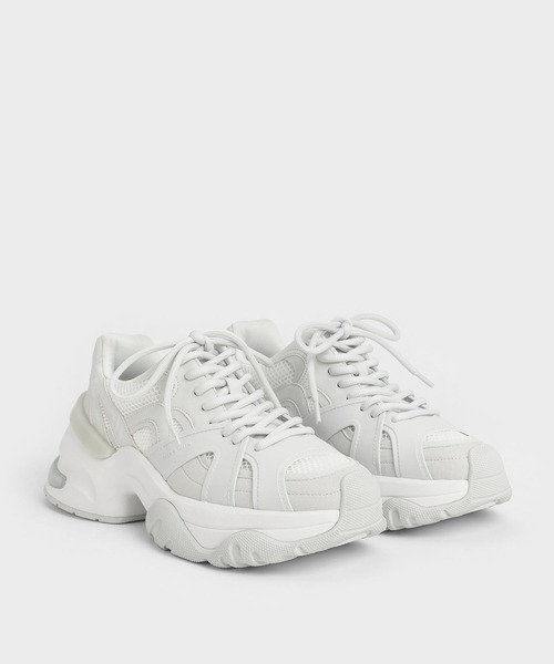 CHARLES & KEITH メッシュ コントラストトリムチャンキースニーカー CHARLES ＆ KEITH スニーカー メッシュ コントラストトリム