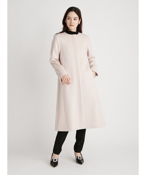 タグ付き未使用セルフォード チェック柄ノーカラーコート ベージュ38 CELFORD（セルフォード） ノーカラーコート 38 オフホワイト