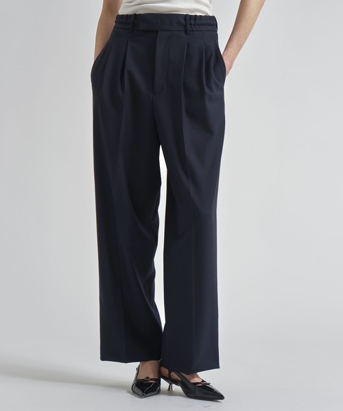 ワイドパンツ パンツ 「INSCRIRE/アンスクリア」Wool Easy Pants/ウールイージーパンツ/ワイドストレートスラックス レディースの画像