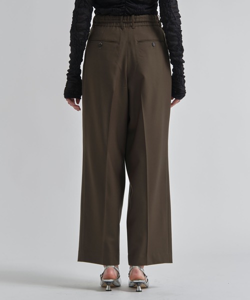 ワイドパンツ パンツ 「INSCRIRE/アンスクリア」Wool Easy Pants/ウールイージーパンツ/ワイドストレートスラックス レディースの画像