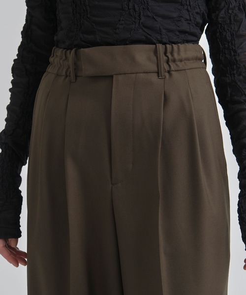 ワイドパンツ パンツ 「INSCRIRE/アンスクリア」Wool Easy Pants/ウールイージーパンツ/ワイドストレートスラックス レディースの画像