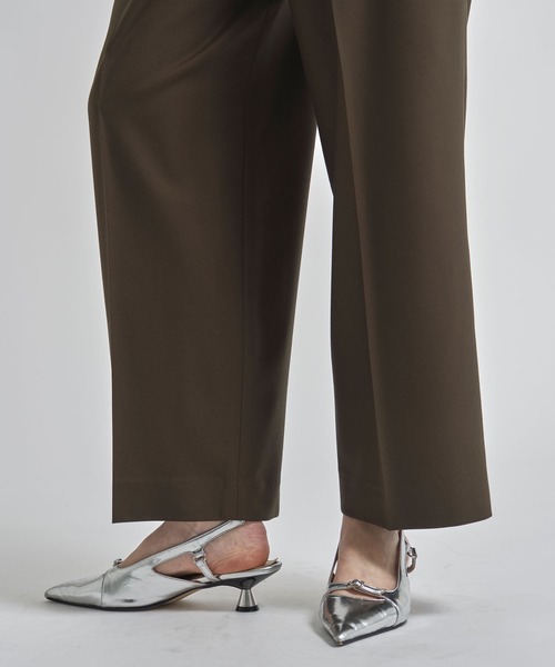 ワイドパンツ パンツ 「INSCRIRE/アンスクリア」Wool Easy Pants/ウールイージーパンツ/ワイドストレートスラックス レディースの画像