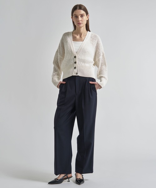 ワイドパンツ パンツ 「INSCRIRE/アンスクリア」Wool Easy Pants/ウールイージーパンツ/ワイドストレートスラックス レディースの画像