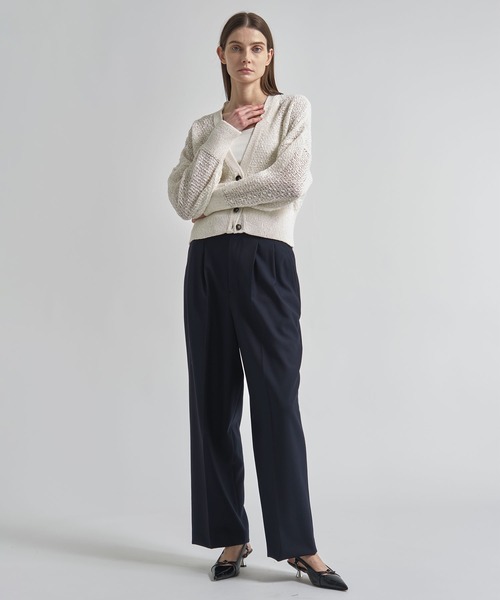 ワイドパンツ パンツ 「INSCRIRE/アンスクリア」Wool Easy Pants/ウールイージーパンツ/ワイドストレートスラックス レディースの画像