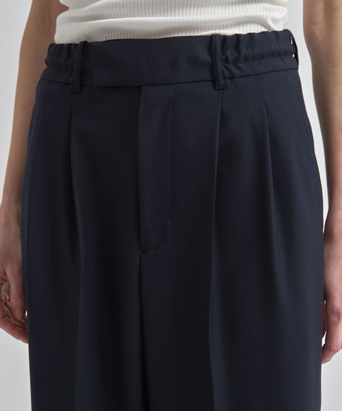 ワイドパンツ パンツ 「INSCRIRE/アンスクリア」Wool Easy Pants/ウールイージーパンツ/ワイドストレートスラックス レディースの画像