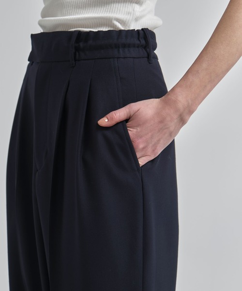ワイドパンツ パンツ 「INSCRIRE/アンスクリア」Wool Easy Pants/ウールイージーパンツ/ワイドストレートスラックス レディースの画像