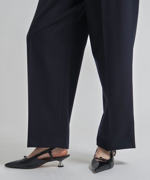 ワイドパンツ パンツ 「INSCRIRE/アンスクリア」Wool Easy Pants/ウールイージーパンツ/ワイドストレートスラックス レディースの画像