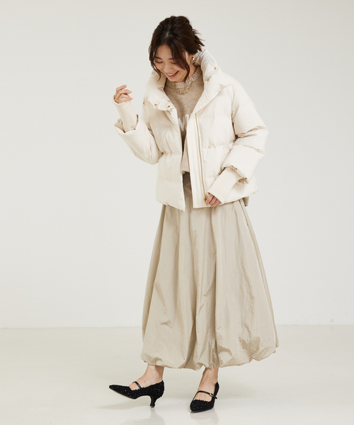 「abahouse mavie」 ダウンジャケット 38 アイボリー レディース_画像4