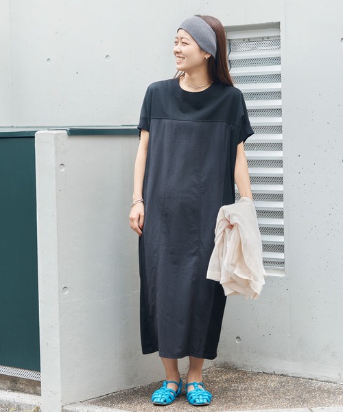 ワンピース51-101 NOMBRE IMPAIR ワンピース TCカットコンビ リブ付キバンザイ
