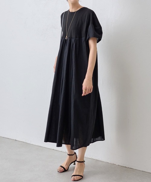【ビアズリー】ロングワンピース　黒　フリーサイズ　半袖　メッシュ BEARDSLEY 「BEARDSLEY」 半袖ワンピース FREE ブラック