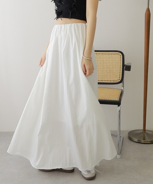 スカート gather long flare skirt /ソリッドカラー ギャザー フレア