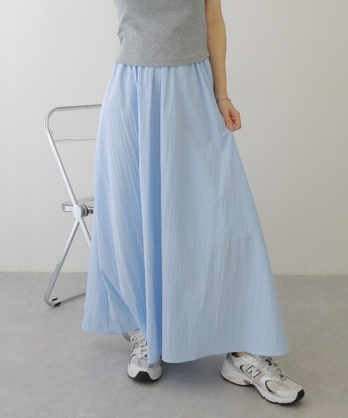 スカート gather long flare skirt /ソリッドカラー ギャザー フレア