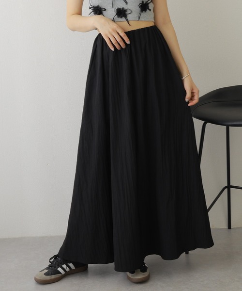 ebure エブール　ライトドレープ　ギャザーフレアロングスカート 36 スカート gather long flare skirt /ソリッドカラー ギャザー フレア