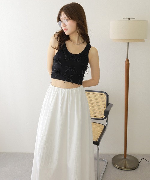 スカート gather long flare skirt /ソリッドカラー ギャザー フレア