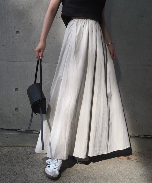 ebure エブール　ライトドレープ　ギャザーフレアロングスカート 36 スカート gather long flare skirt /ソリッドカラー ギャザー フレア