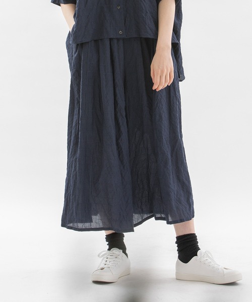 【はこぽす対応商品】 nop de nod スカート ふんわりグレンチェックタックキュロット パンツ