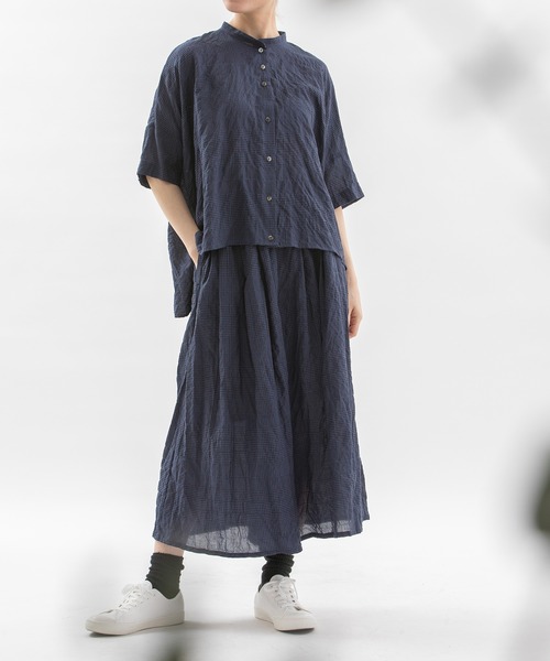 美品☆nop de nod リネンパネルチェックステッチプリーツスカート GR6619EW001334_23_l.jpg