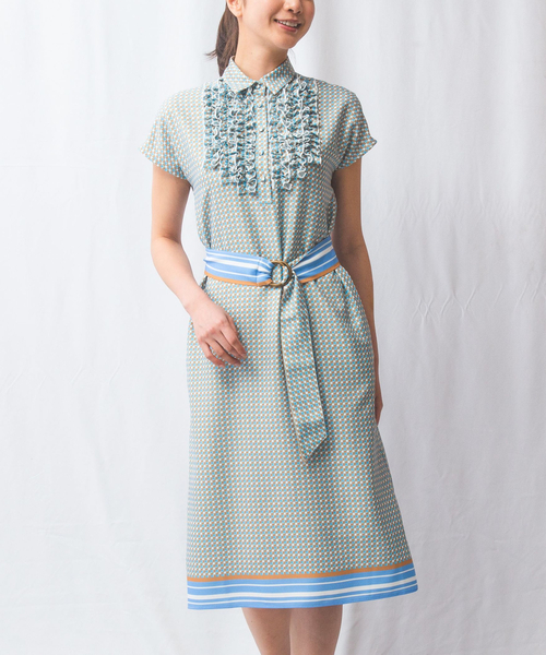 【未使用28600円】ナラカミーチェ♦️春物✨完売 幾何柄フリルワンピース NARACAMICIE（ナラカミーチェ） ワンピース 「NARACAMICIE」幾何