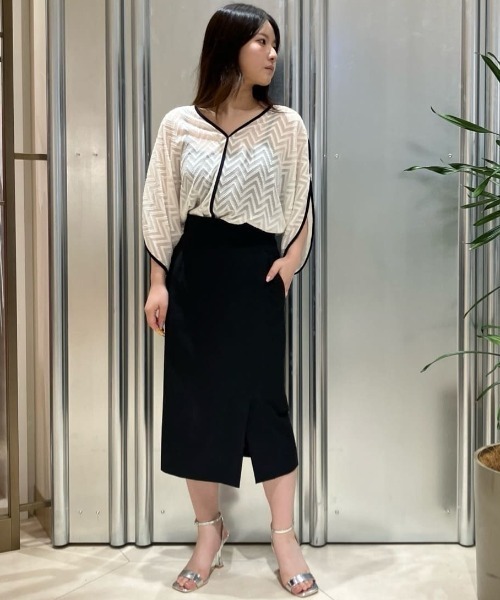 Pinky&Dianneシアーブラウス PINKY&DIANNE ブラウス シャツ パイピングシアーブラウス