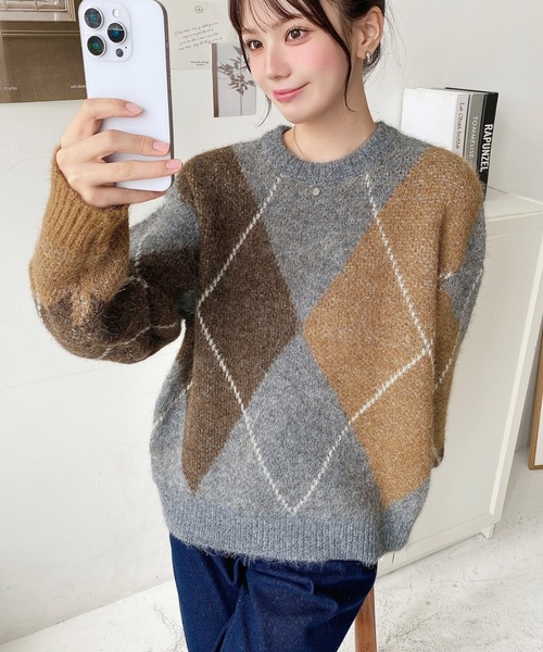 a love moment カシミヤ アーガイルニット a love moment カシミヤ アーガイルニット a love moment カシミヤ