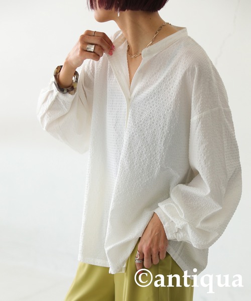 「antiqua」 「patterntorso」長袖ブラウス FREE ホワイト系その他 レディース antiqua 「antiqua」 「patterntorso」長袖ブラウス FREE