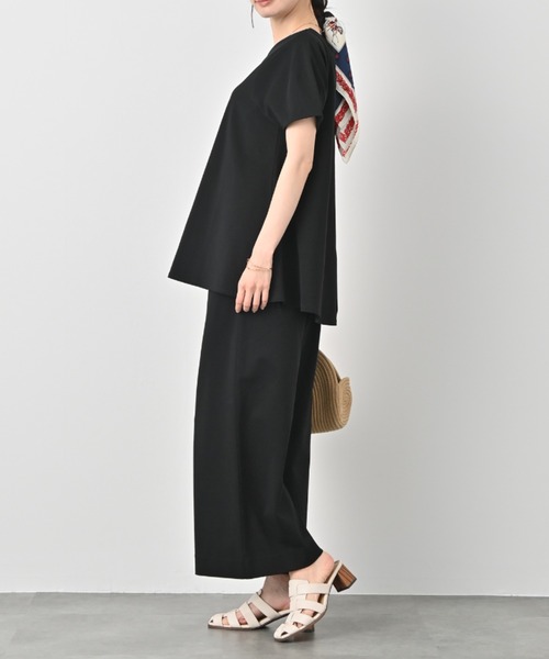 パンツ タック入りキュロットパンツ|綿混 キュロット ワイド シンプル パンツ タック入りキュロットパンツ|綿混 キュロット ワイド シンプル