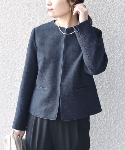 SHIPS ノーカラージャケット ネイビー サイズ38 SHIPS 「SHIPS」 ノーカラージャケット 38 ネイビー レディース