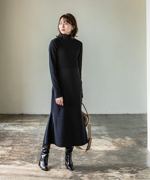 NOBLE（ノーブル） ニットワンピース - ブラック レディース