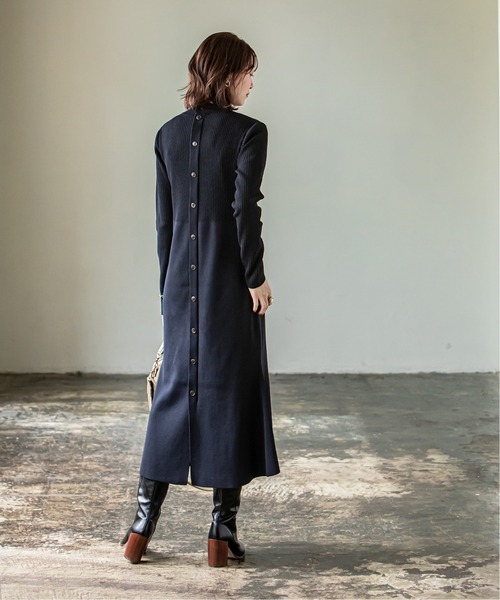 【美品】Nobleノーブル　ニット ロングワンピース 長袖　ブラック　黒 NOBLE（ノーブル） ニットワンピース - ブラック レディース