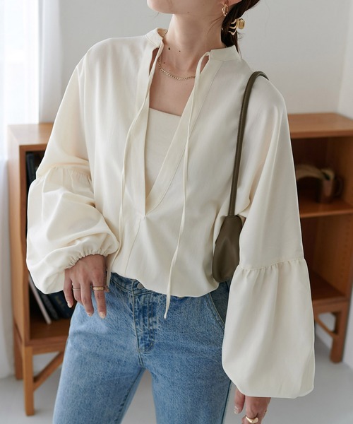 「DISCOAT」 長袖ブラウス MEDIUM グレー レディース_画像2
