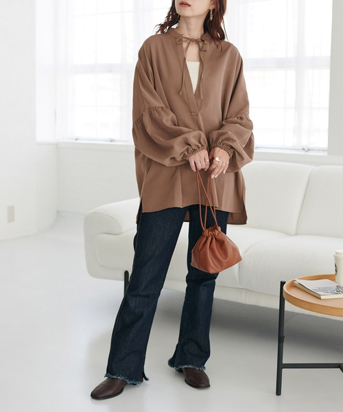 「DISCOAT」 長袖ブラウス MEDIUM グレー レディース_画像4