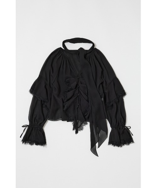 ブラウス シャツ LACE TRIM TIE ブラウス レディース