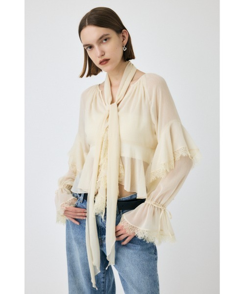 新品　MOUSSY GATHER FLOWER ブラウス ホワイト マウジー GATHER FLOWER ブラウス | マウジー(MOUSSY) | マルイウェブチャネル