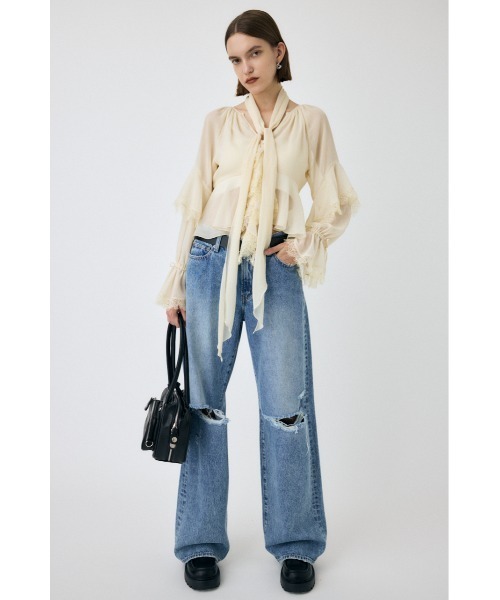 MOUSSY（マウジー） ブラウス シャツ LACE TRIM TIE ブラウス