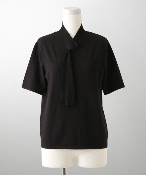 ニット セーター ニュアンス ボウタイ ニット トップス HUIT レディース