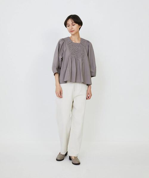 LOISIR リネンシャツ ブラウス シャツ インドコットンポプリンハンド