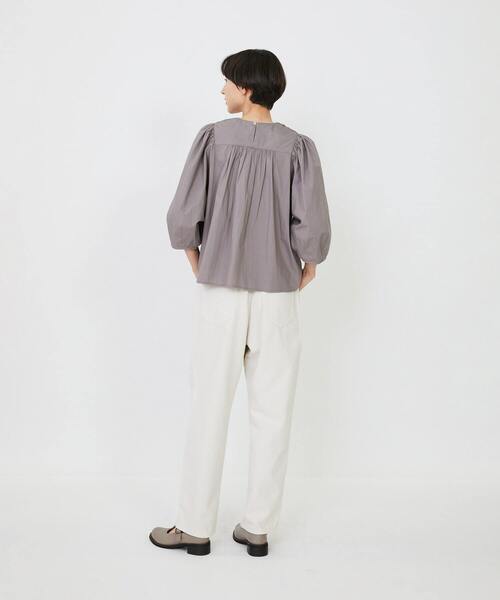 LOISIR ブラウス シャツ インドコットンポプリンハンドスモッキング
